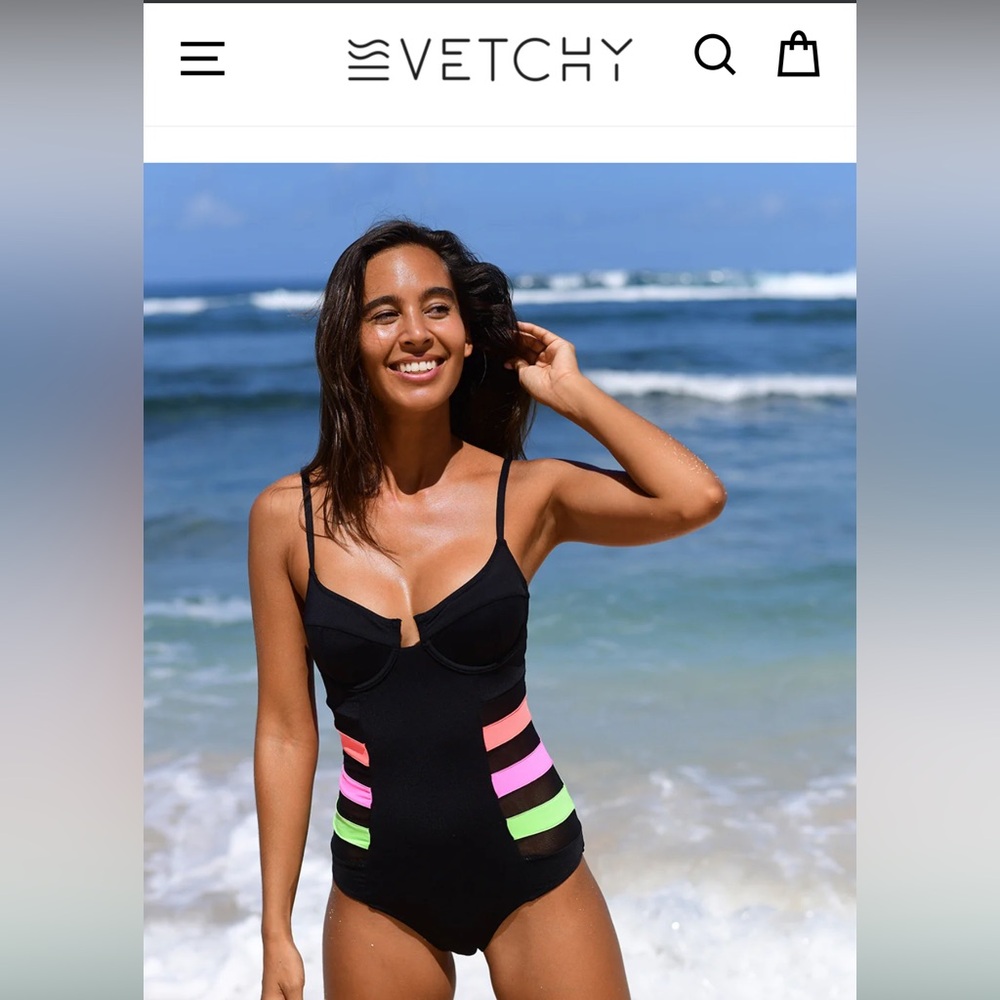 NWT Vetchy Montego Underwire Mesh One Piece Swimsuit - Large